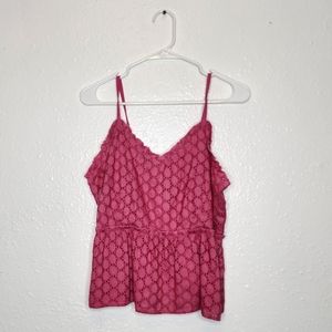 Sim & Sam Eyelet Fucsia Cami Tank Top Size XL